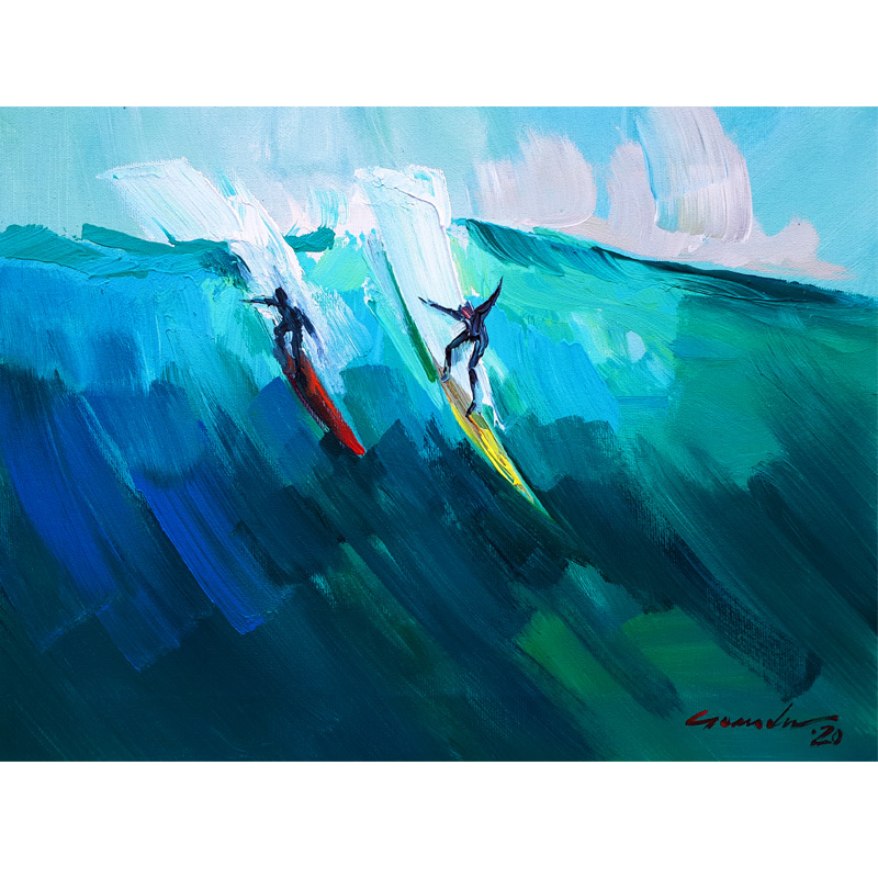 SMALL PAINTING-hang ten – Surf Art Ganadu Original Paintings